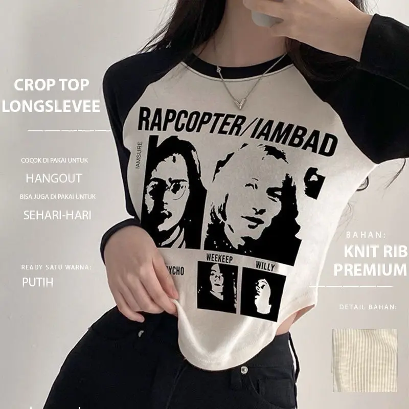 CROP TOP LONGSLEEVE RAPCOPTER / CROP TOP LONGSLEEVE WANITA ( LD 88  P 52 cm) 4