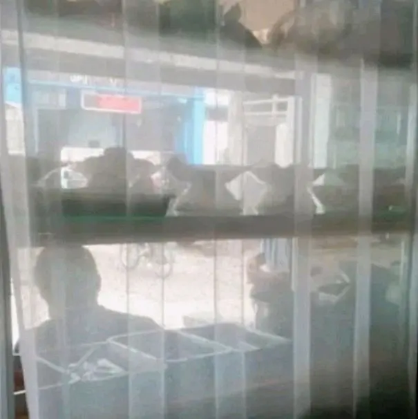Gorden etalase warung makan vitrase gorden model cantolan Lebar 2 meter tinggi 1 meter Curtain Tirai Hordeng Kain Putih 3