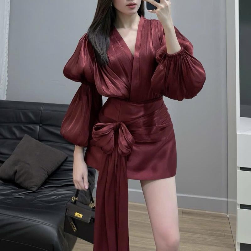  Set áo tay dài sang trọng mix chân váy thắt nơ có quần bảo hộ - Hân Linh shop 