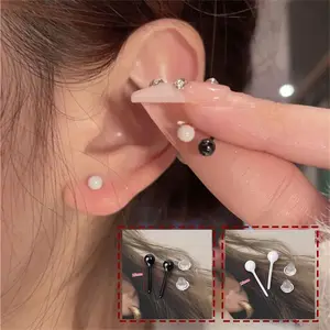 Anting Keramik murni Bulat 1Pair Anti Alergi / All-ceramic Earrings / Aman Biological Porcelain / Anti infeksi