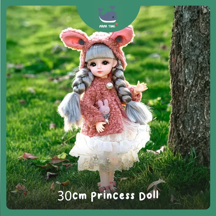 Mama Sing Mainan Boneka Perempuan Premium 30cm Princess BJD dengan Sendi-sendi Fleksibel & Pilihan Pakaian Elegan Cantik