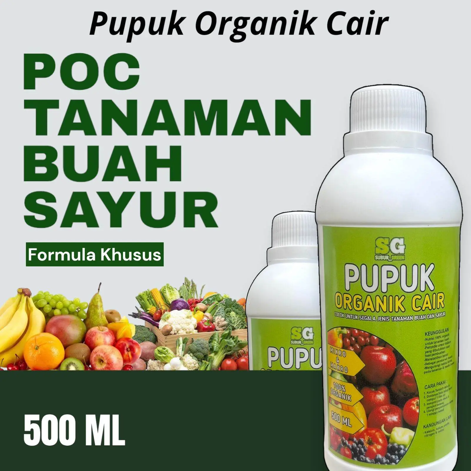 PUPUK ORGANIK CAIR tanaman dan sayur 100% nutrisi organik terlaris bisa cod kemasan 500 ml
