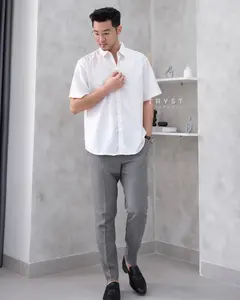 Tryst - Lukas Cotton Shirt | Kemeja Lengan Pendek | Katun Toyobo Premium | Kemeja Pria Slimfit Polos | Baju Kerja Formal | Atasan Cowok Dewasa | Casual Basic Lembut