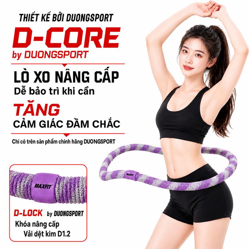 Vòng Lắc DƯƠNGSPORT Vòng Lắc Lò Xo Cao Cấp D-Lock Kích Thước Linh Hoạt Bọc Vải Mềm Mại Thoáng Khí