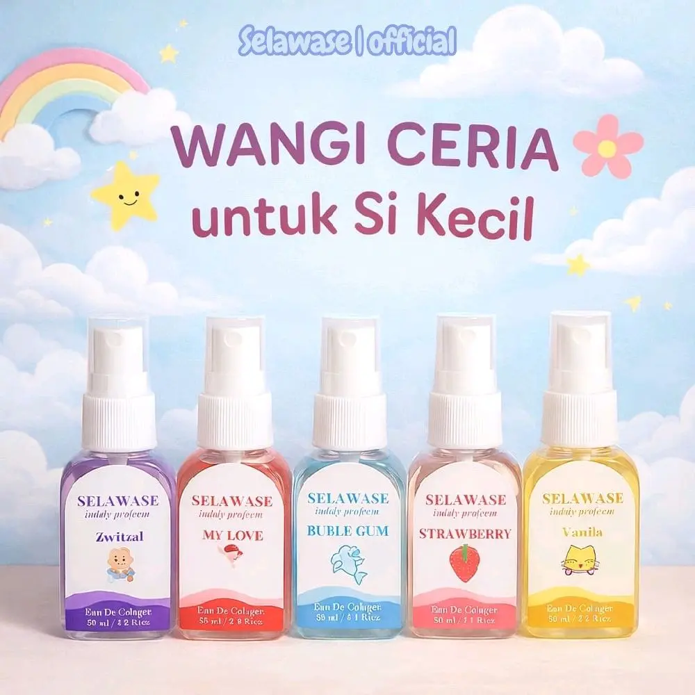Promo Beli 1 Dapat 5 Botol Parfum Anak Kiddy Series Selawase 30mL Eau De Cologne BPOM Tahan Lama Wangi Parfume Fresh Bedak Bayi