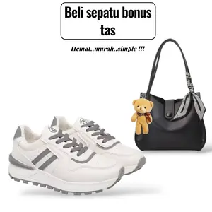 paket hemat 2set sepatu wanita adista+tas slempang wanita plus boneka