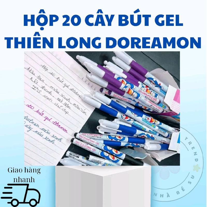 Hộp 20 Cây Bút Mực Gel Doraemon Thiên Long Mực Xanh/Đen/ Tím 0.5 mm dễ thương - B19