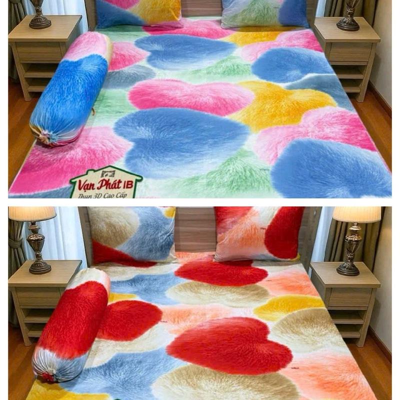 Van Phat IB Bộ Ga Gối Thun Hàn Quốc HQ Lạnh Tim Sắc Màu Gồm 4 Món 2 Vỏ Gối Nằm 1 Ôm 1 Ga Chân Nệm 5cm 10cm 15cm 20cm Chất Liệu Thun Thoáng Mát Dày Dặn Không Xù Lông Ra Màu