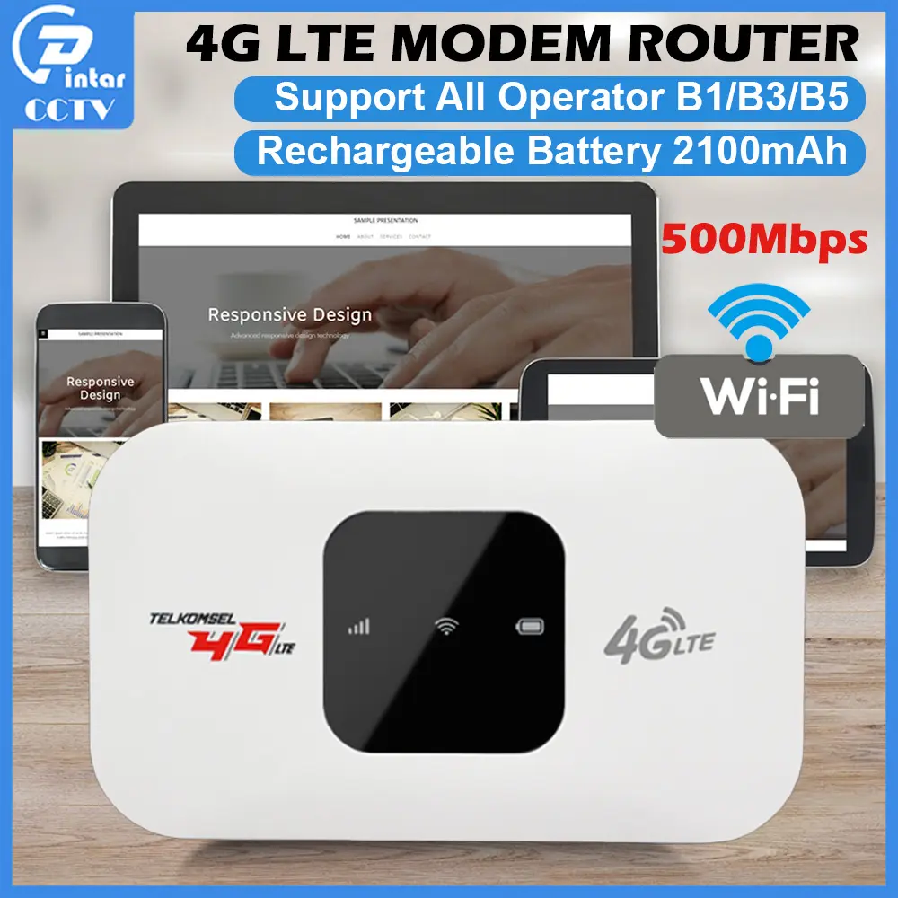 500Mbps 4G modem LTE SIM Card Mobile WiFi Router Built in battery support All Operator 10 devices