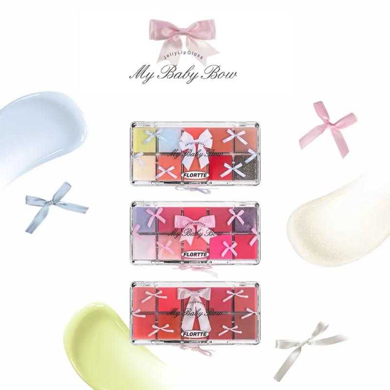 FLORTTE Bảng son bóng FLORTTE 10 ô My Baby Bow kèm cọ