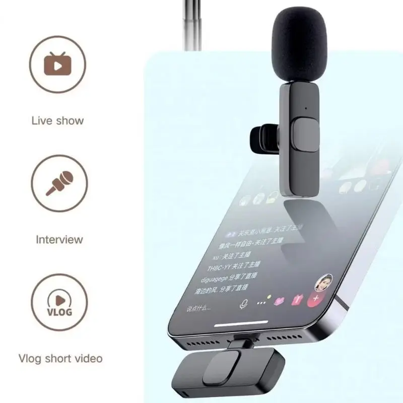 Wireless Mikrofon dengan Clip on Mikrofon CLIP-ON MINI PORTABLE MICROPHONE TYPE C BLACK COLOR 0