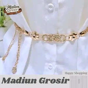 Gesper Wanita Rantai Ikat Pinggang Sabuk Gaun Cewek Titanium Bunga Wajik Aksesoris Elegan ...