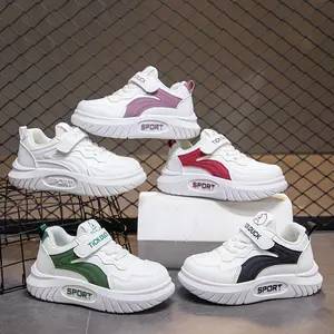 BOMBBEAR  YNSS2207 Sepatu Sekolah Anak Dengan Fashion Sneakers Strap Velcro Kulit Sintes Premium, Kualitas Nyaman Lentur Ringan Desain Ergonomis untuk Aktivitas Aktif Si Kecil! warna Putih Hitam Hijau Merah Ungu dengan ze 26-37