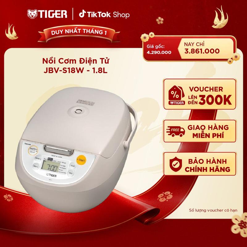  Nồi Cơm Điện Tử Tiger JBV-S18W - 1.8L - Hàng Chính Hãng 