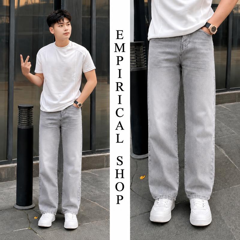 Quần Bò Nam Ống Suông Jeans Form Rộng Basic Vải Denim Mềm Không Xù Dễ Phối Đồ Menwear Trending 2026