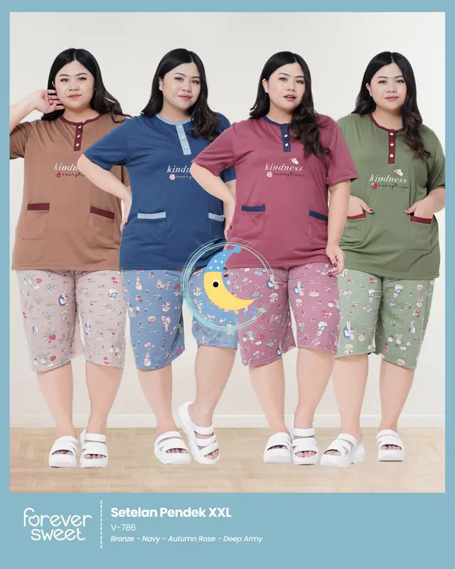 Babydoll 3/4 Forever Sweet Concept Jumbo XXL Ld120 Bahan Kaos Premium Baju Celana 0