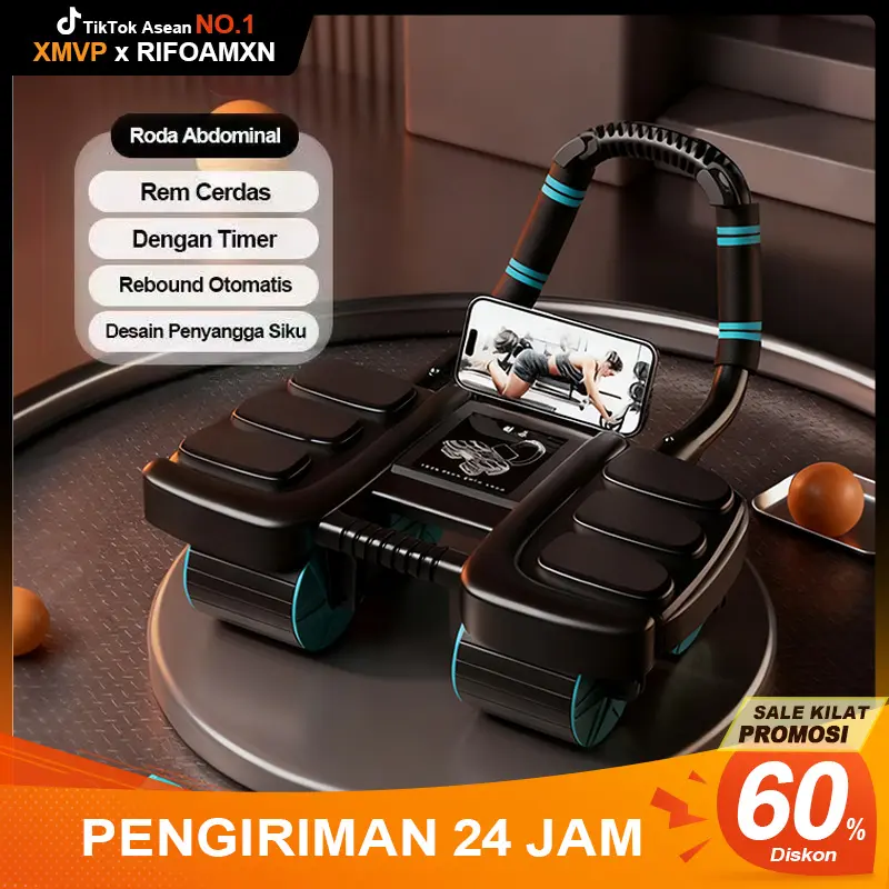 【COD】XMVP Latihan kebugaran roda perut rebound otomatis novel berwarna-warni Kursi Lari