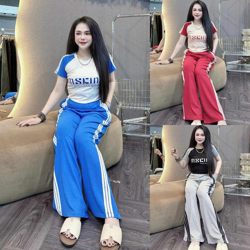 Đồ bộ nữ, set đồ bộ quần ống rộng đai cao và áo ngắn tay croptop thun tăm lạnh co giản mềm mát, đồ bộ nữ, đồ bộ mặc nhà nữ, set đồ bộ nữ, đồ bộ kiểu, đồ bộ thun cotton, đồ bộ, quần áo nữ, đồ mặc nhà