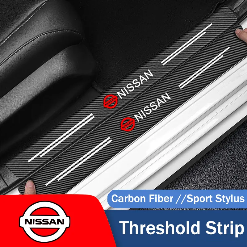 1/4Pcs Car Styling Threshold Strip Stickers Auto Carbon Fiber Anti-Scratch Stickers for Nissan Almera Ativa Sunny X-trail D22 Qashqai March