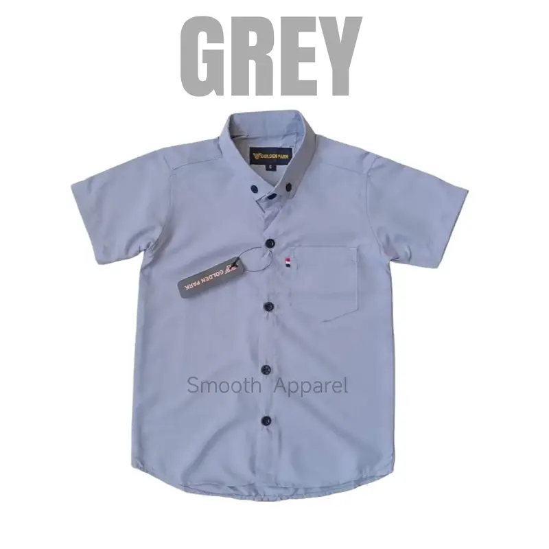 (Terbaru) Baju Kemeja Anak Warna Grey / Abu Muda Silver Style 0