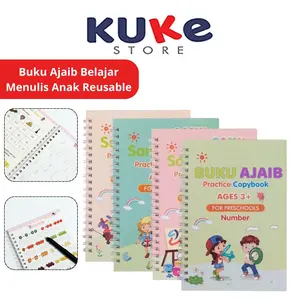 Buku Ajaib Untuk Belajar Menulis Anak Reusable Practice Book Lengkap Putih Tinta Karton Pulpen