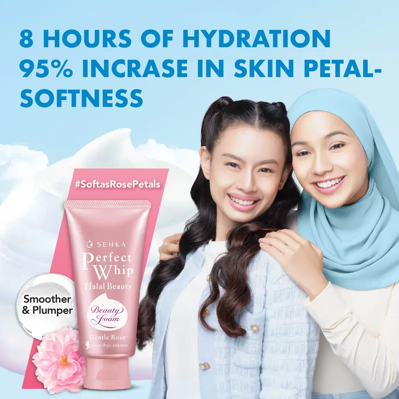 SENKA Perfect Whip Gentle Rose Facial Foam 100gr - Mengandung Hyaluronic Acid Membersihkan Wajah 2