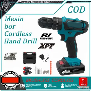 Mesin bor listrik Bor Tangan Tanpa Kabel Driver Bor Palu Tanpa Kabel 399v, Dilengkapi dengan Dua Baterai 399v Spanner Sets