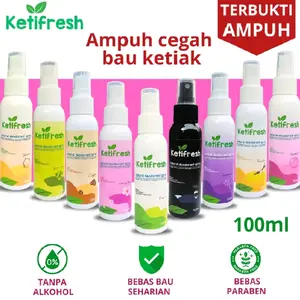 Deodorant Ketifresh Tawas Spray 100ml - Penghilang Bau Badan Alami untuk Pria dan Wanita - Ketiak