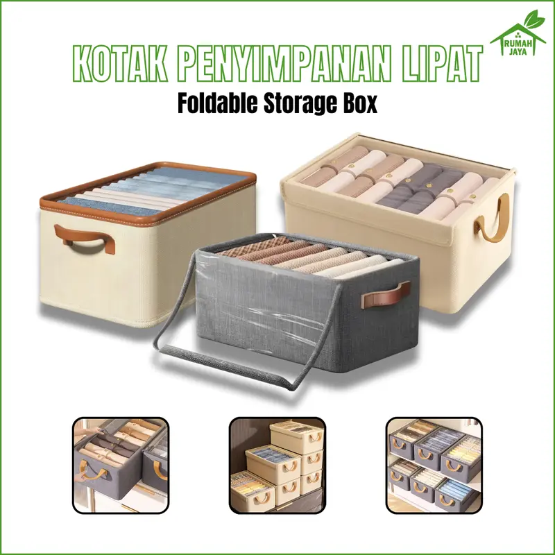 RJO - Kotak Tempat Penyimpanan Baju / Kotak Penyimpanan Lipat Organizer Box Kationik / Buku/ Mainan / Selimut / Box Organizer Besi Pakaian 0
