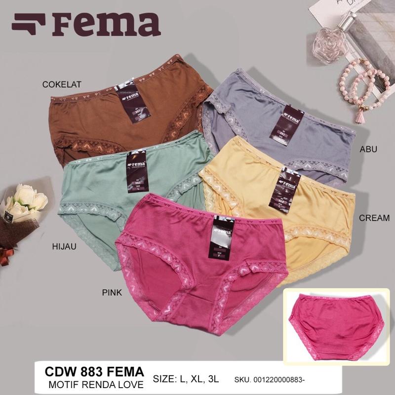 Kesyamartgrosir - 12Pcs CD Fema 883 886 Celana Dalam Wanita Katun Renda Nyaman Spandex Pita Dewasa 7