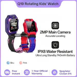 Kids-Exclusive Q19 Watch: Desain Rotating, Gaya dan Praktikalitas, IPX8 Tahan Air, 2MP Kamera Utama, Baterai 740mAh, Biru & Pink