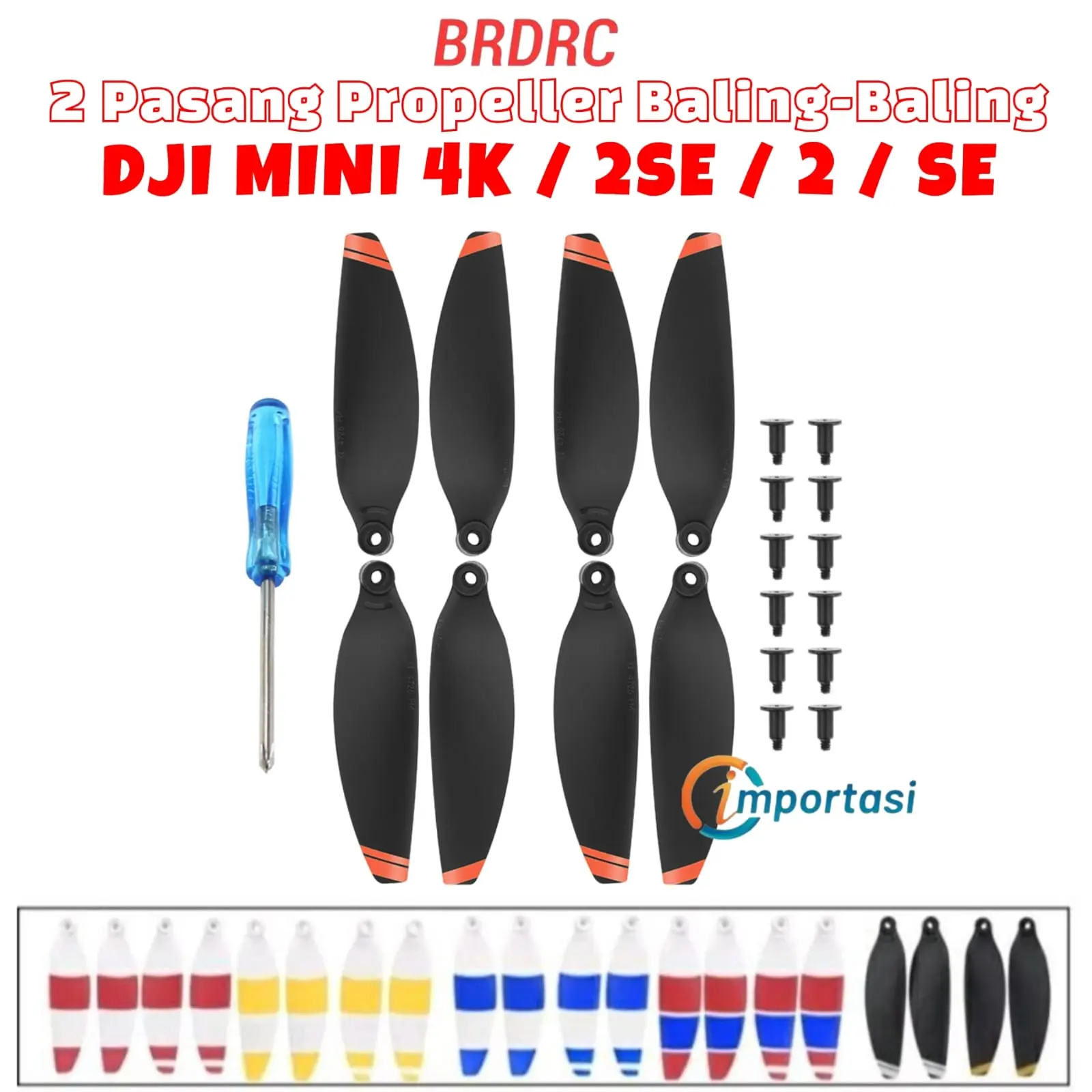 BRDRC 2 Pasang Propeller Baling-baling DJI MINI 4K 2SE 2 SE Low Noise