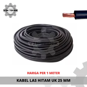 Kabel Las Hitam 25 MM (PER 5 METER) / Kabel Mesin Las Tembaga Campuran / Welding Cable Super Flexible Travo
