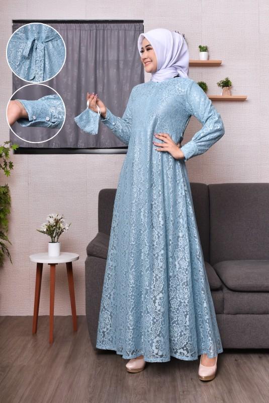 azalia mode gamis brukat jumbo gamis pesta buat seragaman ada ukuran dari m.l.xl.xxl.3xl free masker Dress Muslim Kondangan