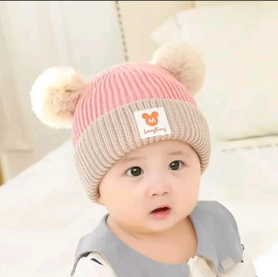Kupluk Rajut Bayi Umur 0-3 tahun pria dan Perempuan warna hitam modern Laki-Laki
