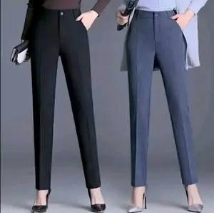 Celana Kerja Wanita Formal Bahan Semi Wool Berlian Great A resleting Standar Jumbo panjang kantong Samping Kain Tebal Nyaman di pakai Kancing Kantor