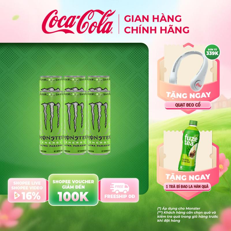 Lốc 6 Lon Nước Ngọt Giải Khát Tăng Lực Monster Energy Ultra Paradise 355ml Sale 10.10 Coca-Cola Beverages VN_TT
