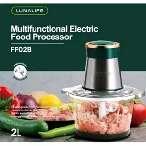 Mesin Penggiling Multifungsi Lunalife FP02B 2L dengan Pisau Tajam dan Bahan Kaca Tebal - Stainless Processor