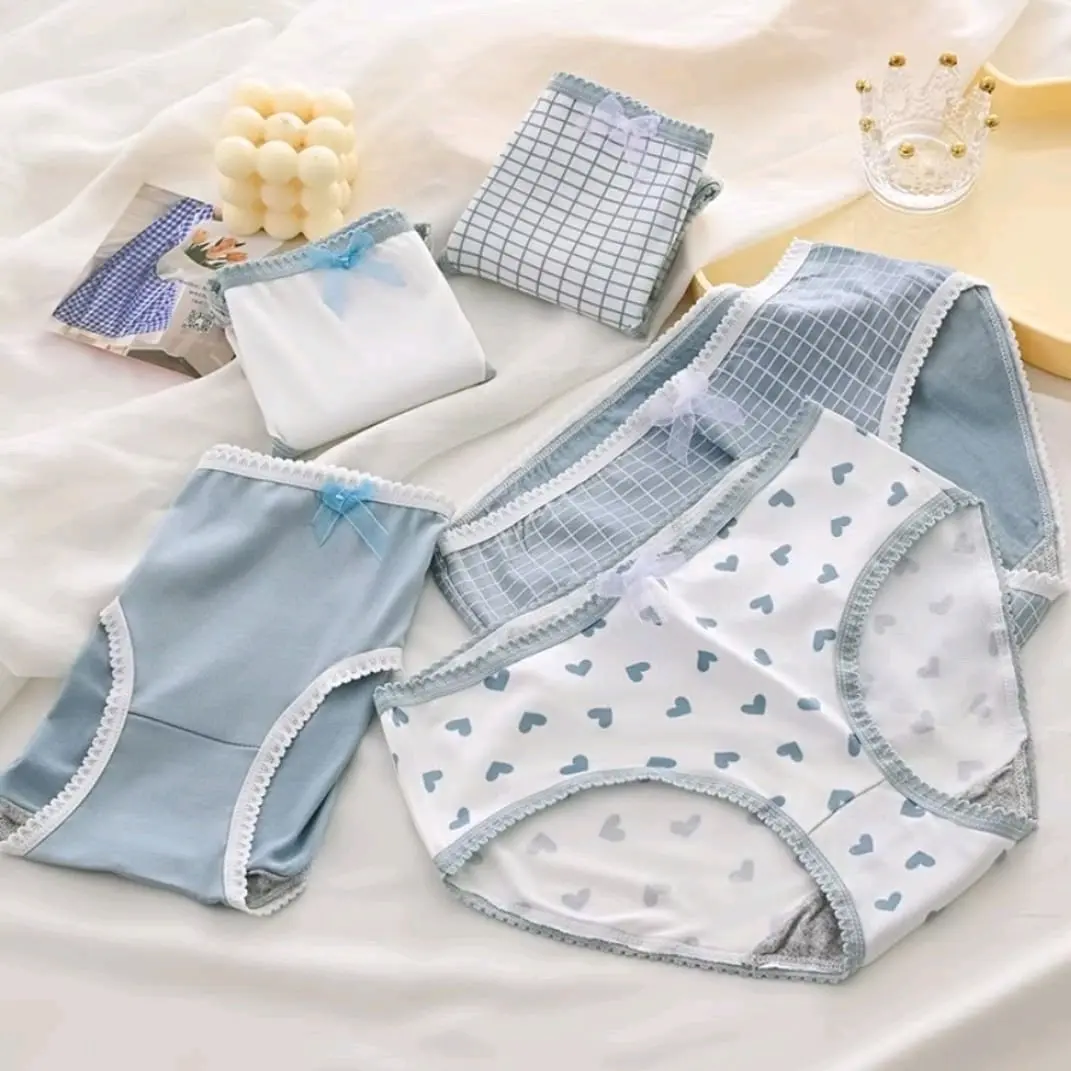 [1 Set 5 Pcs] Celana Dalam Wanita Dewasa Motif Fashion Jepang Imut Katun Lembut Undies Premium High Quality F-009