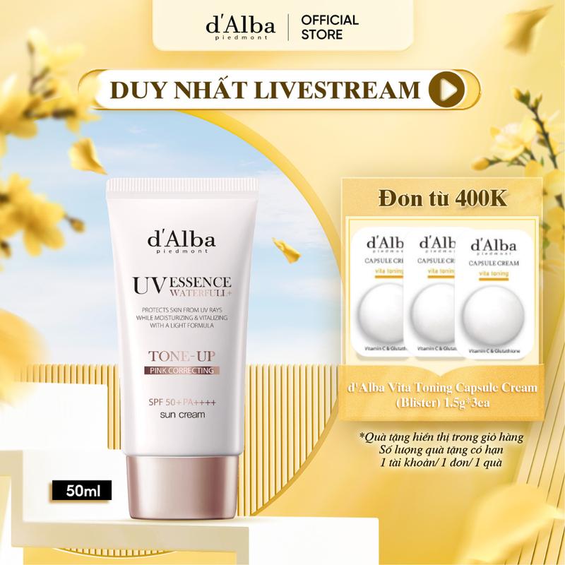   Live  Kem chống nắng thuần chay d'Alba Waterfull Tone-Up Sun Cream SPF50 + PA + + + + 50ml -Dành cho da khô hỗn hợp Skincare 