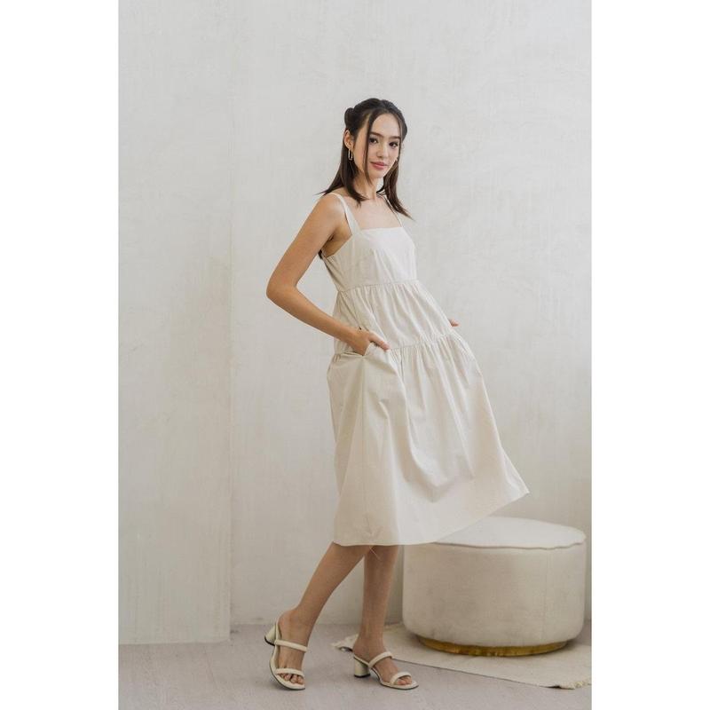 TSW Jean Tiered Midi Dress in Sand 7