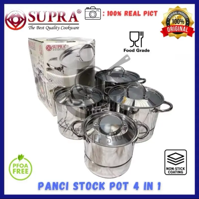 SUPRA Stock Pot 4IN1+Steamer-Non Steamer/Panci Stainless Kukusan SUPRA