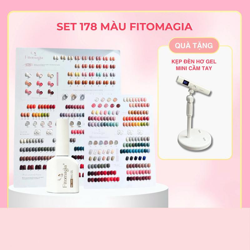 [TẶNG BASE & TOP] Set Sơn Gel 178 Màu FITOMAGIA - Full Gel, Thạch, Nhũ - Chai Lớn 15ml + Tặng 2 Bảng Màu Lớn