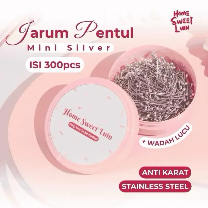 Jarum Pentul Stainless Steel 300 pcs Anti Karat | Jarum Pentul 2.2cm Elegan & Praktis dengan Toples Cantik - FANDYMANNY