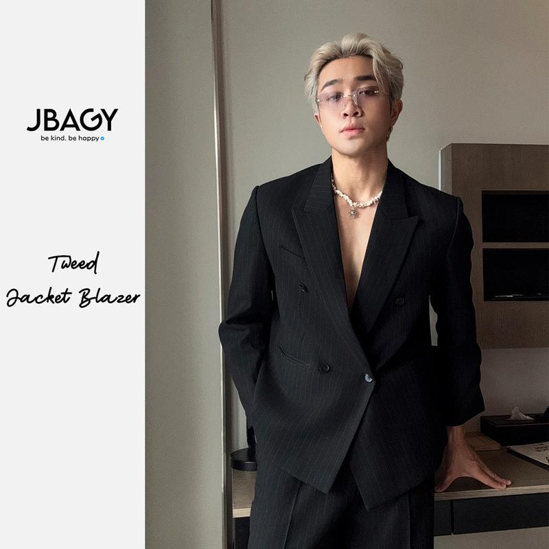  DOUBLE BREATED | Áo khoác Blazer kẻ sọc vải Tweed kẻ sọc cao cấp - JK0305 