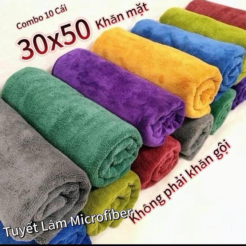 Combo 10 Khăn mặt spa 30x50 Microfiber Loại 1 Mềm Mịn Không Sổ Lông Siêu Thấm Hút - Làm Nail Women kem nhat kemcat da bocatti among pana bộ lấy đồ cắt cat bob am Nhà Tắm