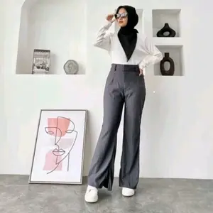 Celana Cutbray Knit Wanita Kulot Highwaist Knit Cutbray Wanita Premium Panjang Bawahan