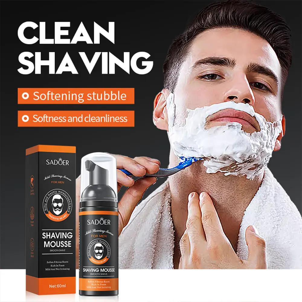 Men Shaving Mousse Gentle Moisturizing Shaving Cream Deep Cleaning Foam for Shaving and Beard Care 60ml