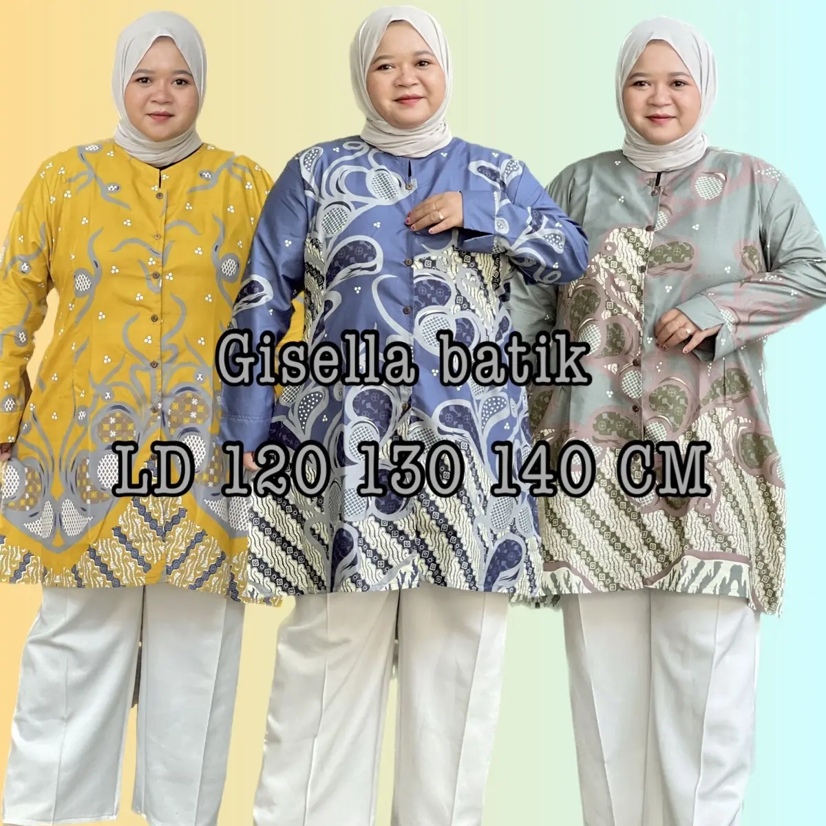 TUNIK BATIK JUMBO BAHAN KATUN KANCING DEPAN BUSUI M L XL XXL 3L 4L 5L Atasan Wanita Panjang Muslim