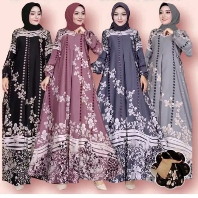 GAMIS HYGET  MOTIF TUMPAL MURAH BUSUI LENGAN KARET  BANYAK MOTIF Cantik Muslim Wanita Mewah Syari 0